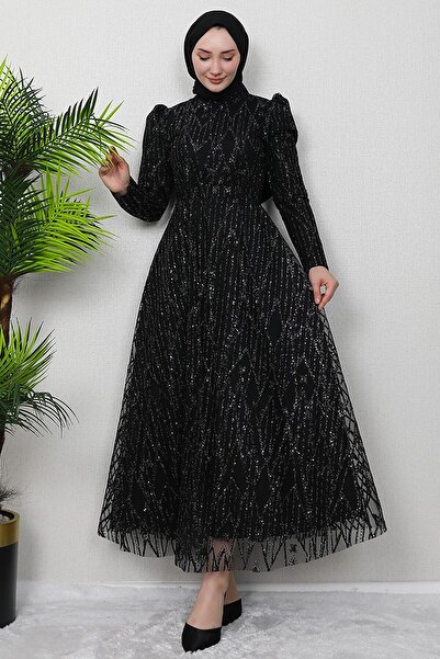 GİYZAMİLA Elisa Tesettür Abiye Siyah