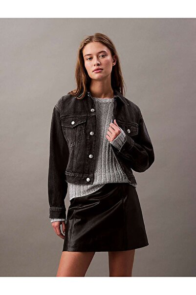 Calvin Klein 90s TRUCKER BLACK FOG Siyah Kadın Ceket