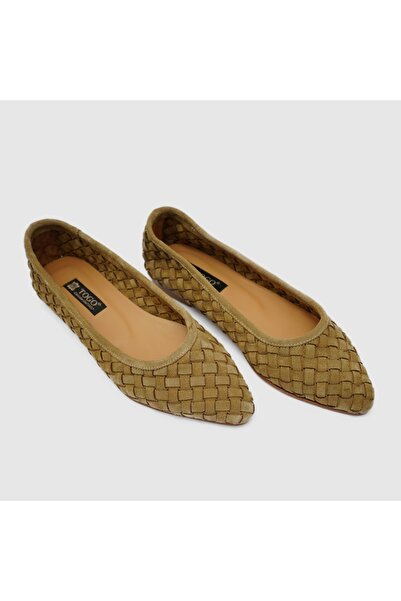 TOGO Taş Hakiki Deri Süet Kadın Babet Ayakkabı [060262]