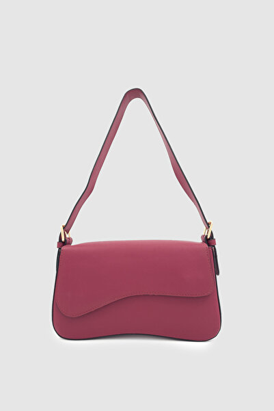 Wuclo حقيبة كتف باجيت ذات ملمس صلب وحزام قابل للتعديل باللون الأحمر الداكن