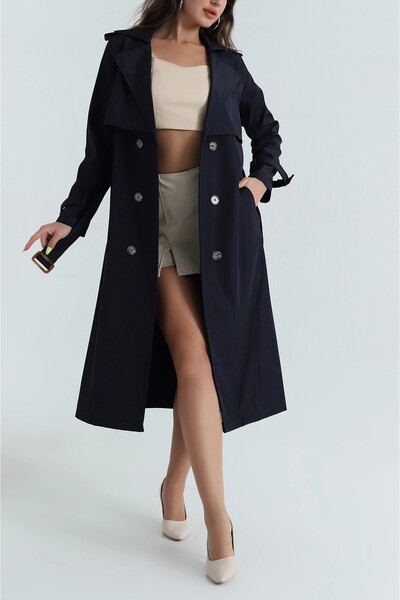 Viondor Жіночий класичний тренч з круглим коміром, ґудзиками та поясом 5711045