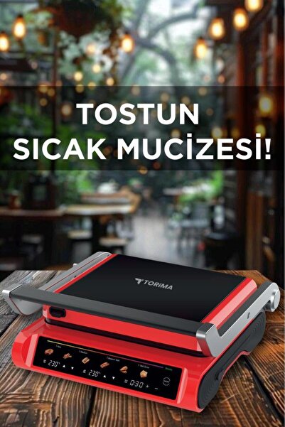 Torima Tg-Pro1000 Black-Red 2200W Digital Display Toast Grill Machine Removable Plate