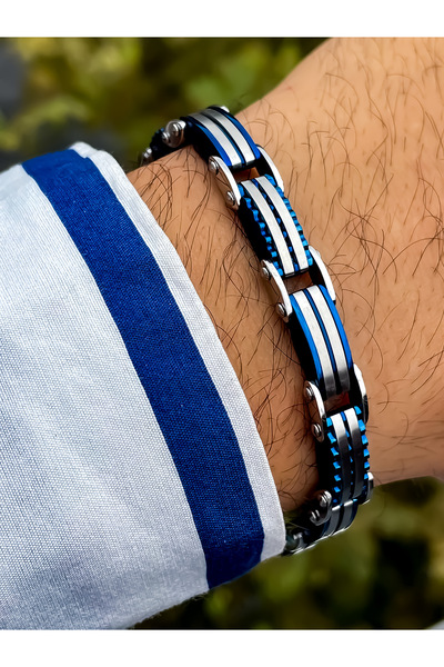 Naviforce orjinal Çift Taraflı Paslanmaz Çelik Erkek Bileklik gümüş-lacivert ...