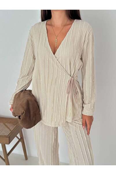 Noa Noa Ruffled Double-Breasted Collar Suit