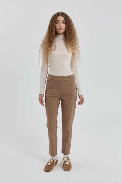 Nihan Gabardin Dar Paça Pantolon Vizon