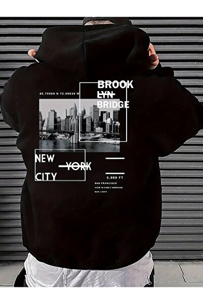 trendypassion سويت شيرت كبير الحجم مطبوع عليه جسر بروكلين للجنسين