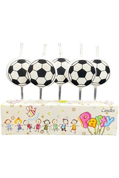 Flippy Set of 5 Cake Candles, Flippy, Soccer Ball Pattern, 3.5 cm, Wax, Black/White
