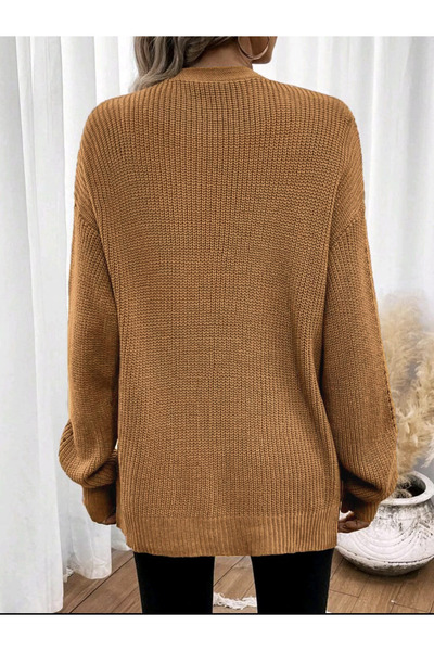 SolQ Oversized Buttonless Long Loose Women's Knitwear Cardigan