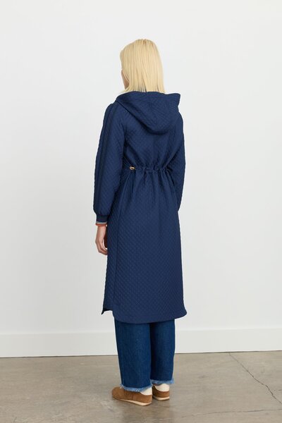 Nihan İnce Kapitone Ribanalı Kap Lacivert