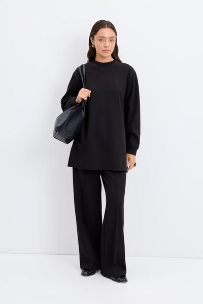 KADRİYE BAŞTÜRK Φούτερ μεγάλου μεγέθους με σκίσιμο στο πλάι μαύρο