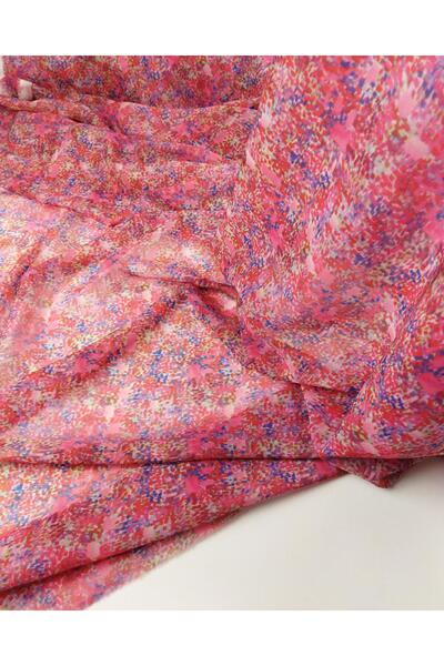 Kumaş Parça الشيفون باللونين الوردي والأزرق العمق عرض: 140