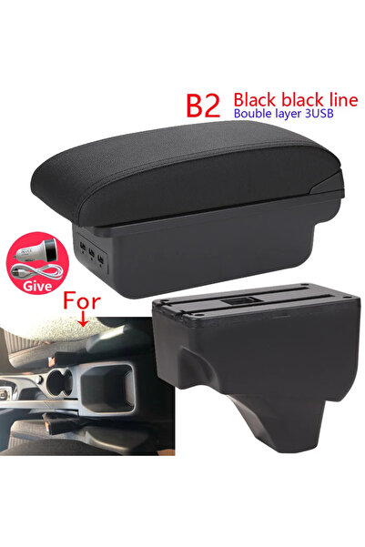 choice2 B2 Black line 3USB For Peugeot 208 Armrest Box For Peugeot 2008 Car A...