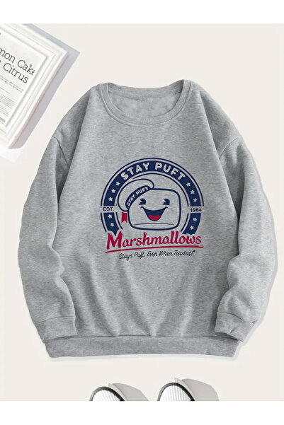 trendypassion سويت شيرت كبير الحجم مطبوع عليه مارشميلو لطيف للجنسين