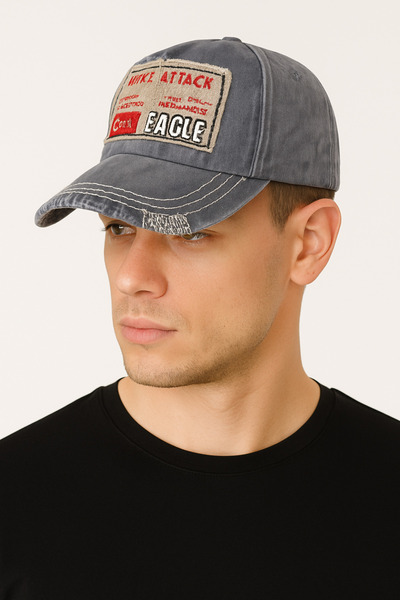 CosmoOutlet Grey Fierce Attack Embroidered Distressed Adjustable Vintage Baseball Cap Unisex Hat