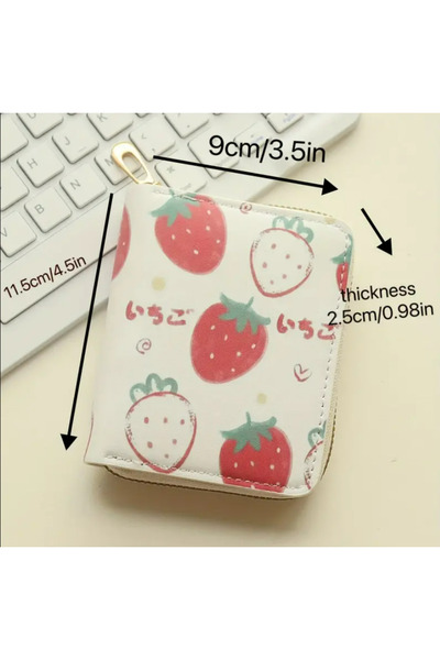 BABUN Useful Leather Zippered Fruity Strawberry Cherry Cream Girl's Teenager Coin Wallet Children's Wallet
