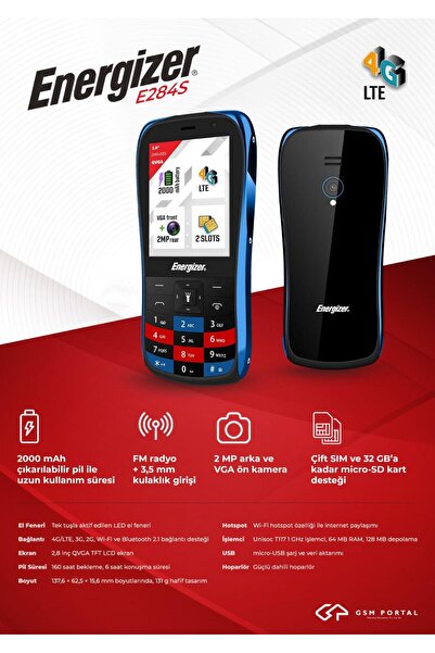 Energizer E248S 4g Tuşlu Telefon 2000mah Çift Sim