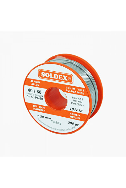 Soldex Kurşunlu Lehim Teli 1.2mm 200Gr Sn40 - Pb60