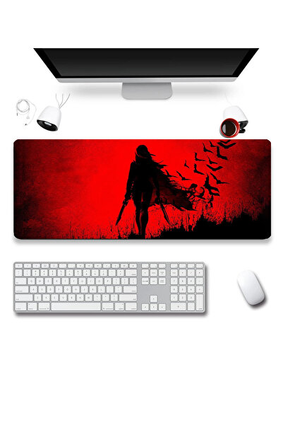 SonicTouch Crimson Siren Vampire Woman Red Gamer Gamer Mouse Pad fără sudură ...