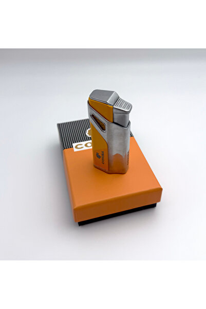 COHİBA Jet Alevli 3 Torch Patron Puro Çakmak Sarı-Gri