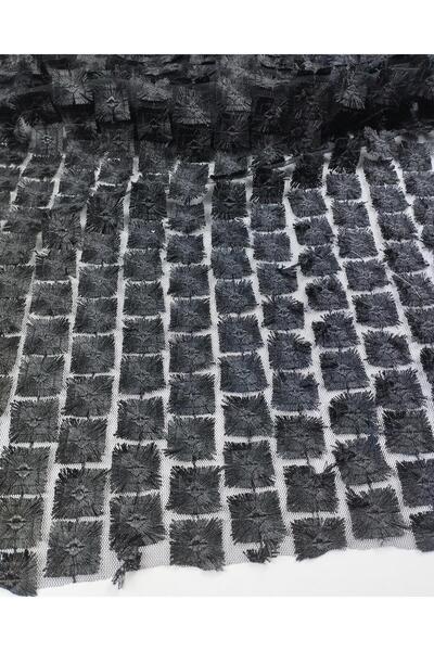 Kumaş Parça قماش تول ثلاثي الأبعاد باللون الأسود من تيك إين، العرض: 85