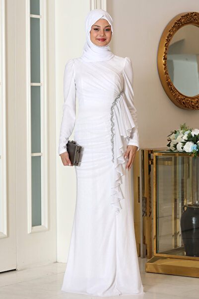 Raika Moda Sparkling Ruffle Detailed Zühre Hijab Evening Dress