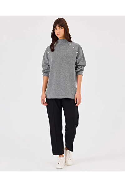 SCL Φούτερ με λεπτομέρεια με ψηλός λαιμός κουμπιά