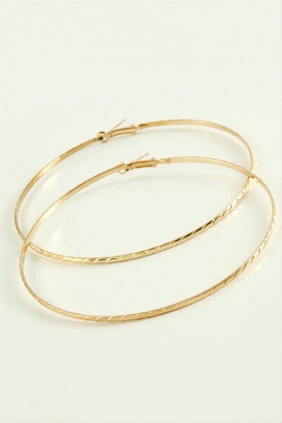 ZERO LAND Hn-Shop Striped Metal Hoop Earrings 8-9-10 Cm-9 cm