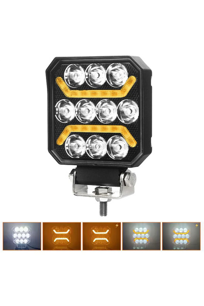 Dijipazar Lüks Model Off Road Sis Farı Beyaz-Turuncu 2 Mod Çakarlı Çalışma Lambası 12-24 Volt (1 ADET)