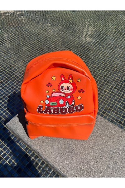 Kokoş İşler Orange Labubu Patterned Children's & Teenager's Backpack