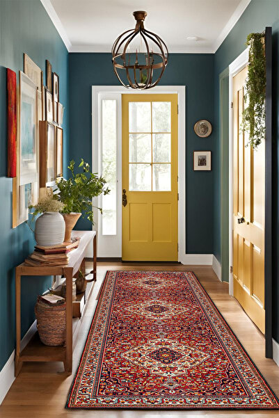 THEMODERNHANE Dijital Baskılı Yolluk Dekoratif Makinede Yıkanabilir Kaymaz Taban Leke Tutmaz Yolluk