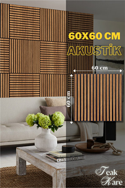 DECOALA MDF Ahşap Akustik Duvar Paneli 60x60 cm