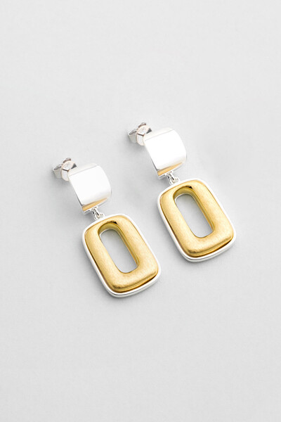 So CHIC... Novara 18 Ayar Sarı ve Beyaz Altın Kaplama Gümüş Küpe