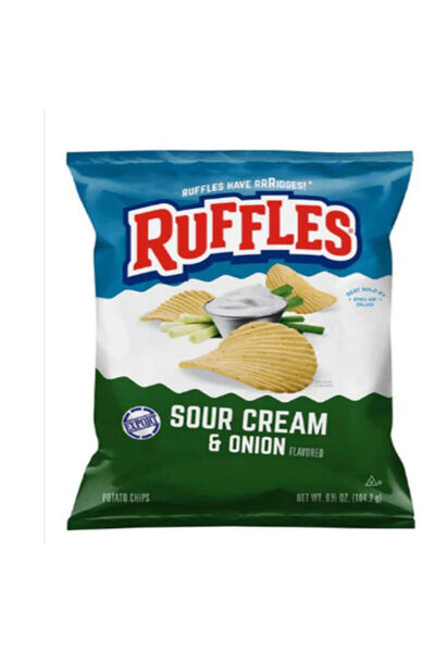 Ruffles Sour Cream & Onion Flavored Potato Chips 6.5 OZ (184g) - Expor x 4 Pcs