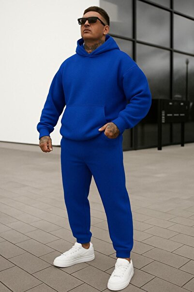 Revasser Unisex Erkek/Kadın Düz Özel Renkli Alt Üst Pamuklu Oversize Kapüşonl...