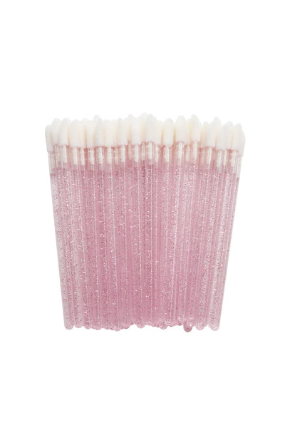 Choice1 فرشاة شفاه للاستخدام مرة واحدة من CNK باللون الوردي، 50 قطعة، أداة تنظيف وإزالة الرموش، أداة توزيع الماسكارا، فرشاة مكياج