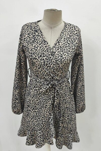 Mossta Double-Breasted Collar Tie-Waist Modal Dress - Mink