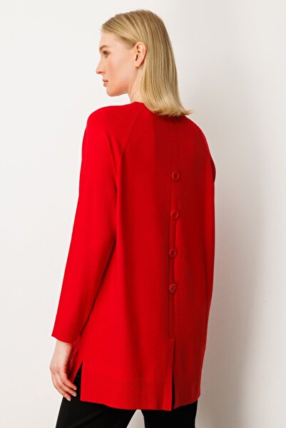 On Fashion Zero-Neck Sweater with Buttons on the Back-65413