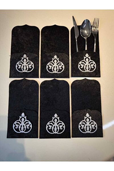 SEHARA 6 Pieces/Pocketed Spoon Rests/Velvet/Leather Embroidered/Leather Back/22.5X11Cm