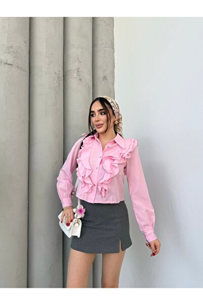 NEW STATION Риза с набрани детайли