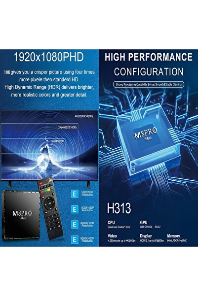 Generic M8 Pro Mini Android Game Dual OS TV Box with Android 12, 14 Simulators, 64GB, 4K HDMI,