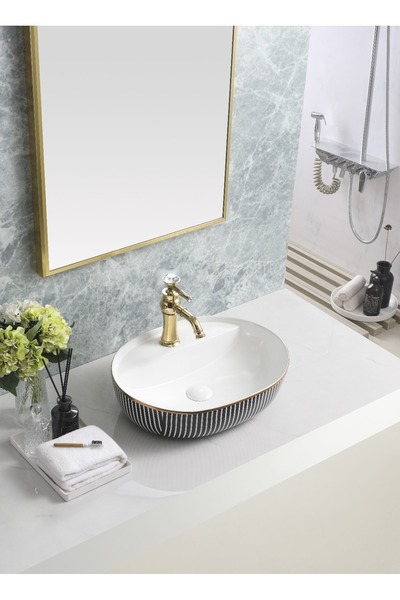 harmeh MAT&BEYAZ&GOLD ÇANAK LAVABO 60*39*14