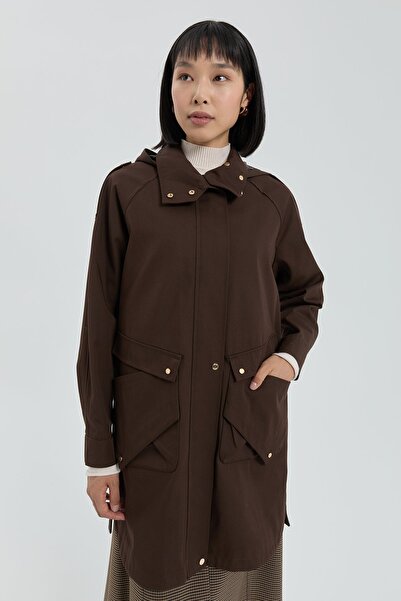 Nihan Cep Detaylı Seyyar Kapşonlu Kap Kahve