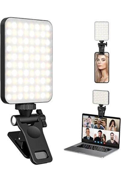 SKY TOUCH لوحة إضاءة SKY-TOUCH سيلفي محمولة قابلة لإعادة الشحن مزودة بـ 80 مصباح LED مع مشبك و3 أوضاع إضاءة قابلة للتعتيم