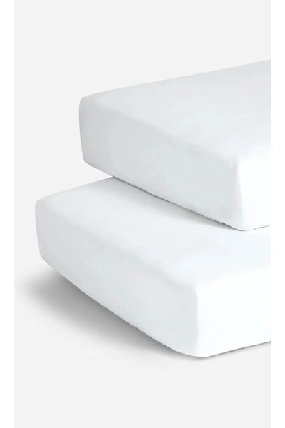 Bebek Özel 100% Cotton Single Children's Fitted Sheet 90X190 White and White (2 Pcs)