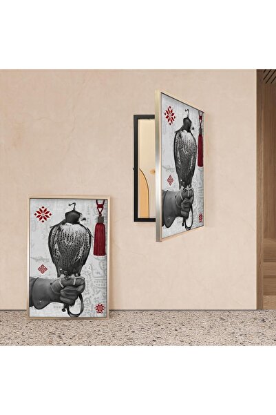 4gdran لوحة كانفس لتغطية طبلون الكهرباء بتصميم نجدي مع برواز شامبين مجوف