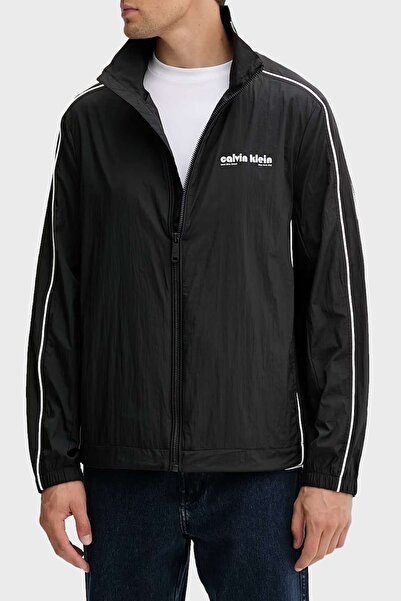 Calvin Klein LS CRINKLE STAND COLLAR TRACK JA Siyah Erkek Ceket