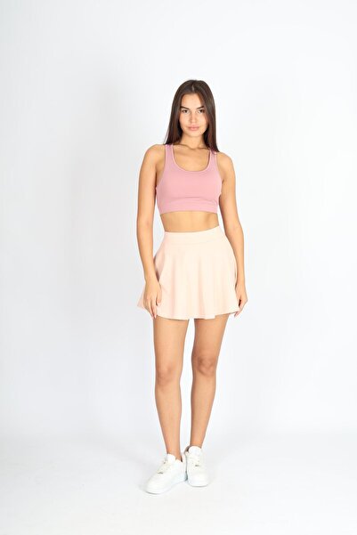 Softandbasic Loose Cut Sports Shorts Skirt with Inner Leggings and Pocket Detail
