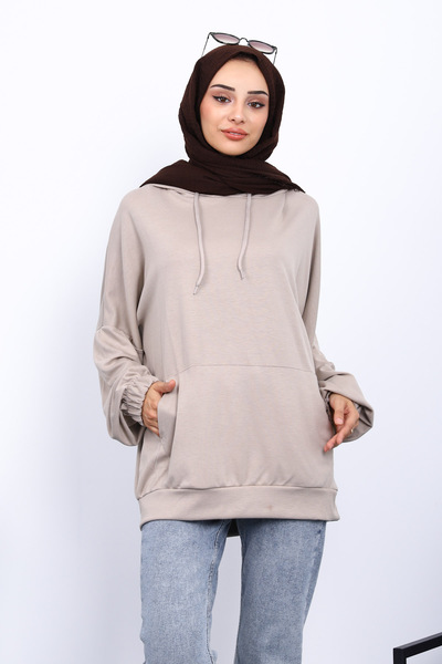 İmajButik Mink Kangaroo Pocket Modal Sweatshirt