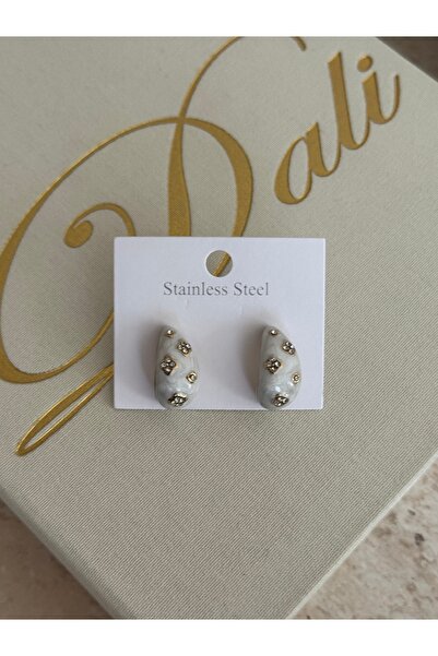 LUXSTONE Gold Earrings with White Stones