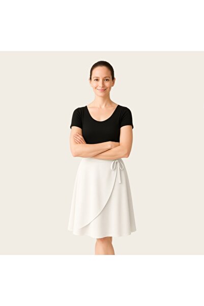 Ada Kostüm Tasarım تنورة طويلة لتعليم الرقص على شكل راقصة الباليه من ليكرا ساندي باللون الأبيض